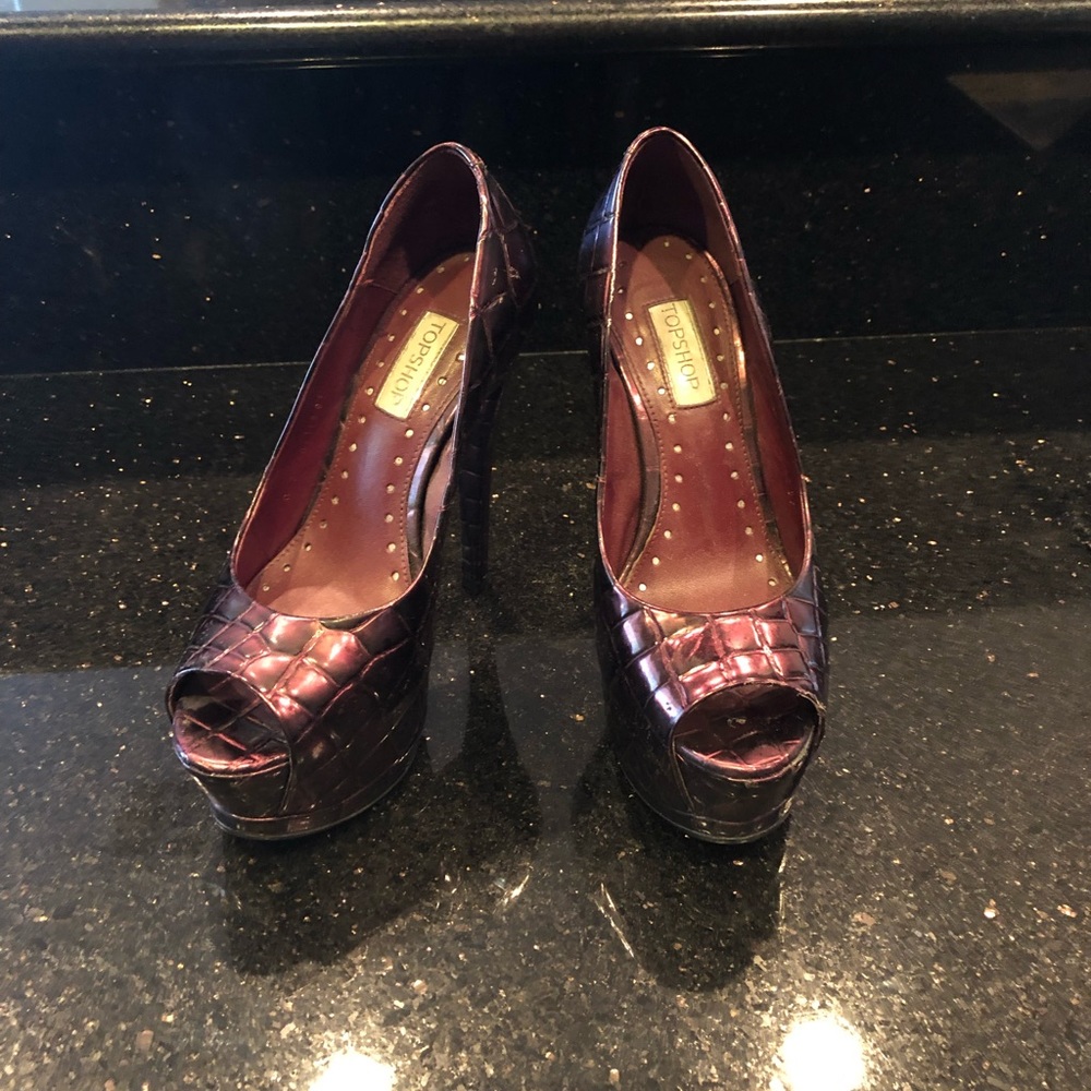 Topshop Purple Croc Platform Peep toe